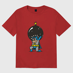 Футболка оверсайз мужская Бэтмен с бомбой, цвет: красный