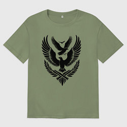 Футболка оверсайз мужская Три летящих птицы, цвет: авокадо