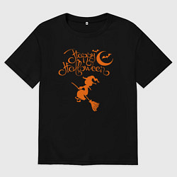 Мужская футболка оверсайз Halloween-маленькая ведьма на метле