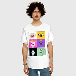 Футболка оверсайз мужская Adventure time faces, цвет: белый — фото 2