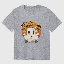Мужская футболка оверсайз Корова привидение: moo-boo - буу-муу