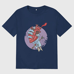 Мужская футболка оверсайз Сердце в руке зомби