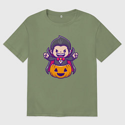 Мужская футболка оверсайз Дракула в тыкве