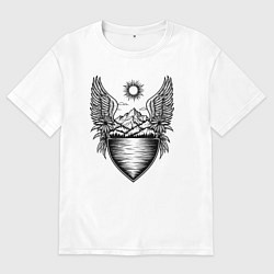 Футболка оверсайз мужская Орнамент горной природы, цвет: белый