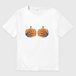 Мужская футболка оверсайз Хэллоуин Тыквы на груди