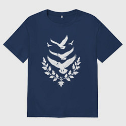 Футболка оверсайз мужская Пять серебряных птиц Чебоксар, цвет: тёмно-синий