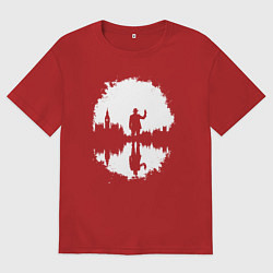 Футболка оверсайз мужская Тень человека в Англии, цвет: красный