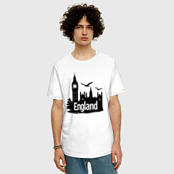 Футболка оверсайз мужская Англия: величие Биг-Бена, цвет: белый — фото 2