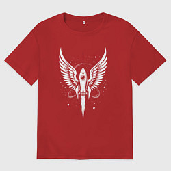 Футболка оверсайз мужская Крылатый полет ракеты, цвет: красный