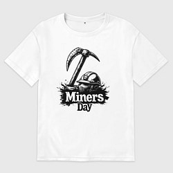 Мужская футболка оверсайз День шахтера шлем и кирка