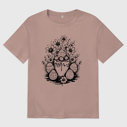 Мужская футболка оверсайз Пасхальный букет с яйцами