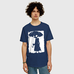 Футболка оверсайз мужская Пришелец с зонтом, цвет: тёмно-синий — фото 2