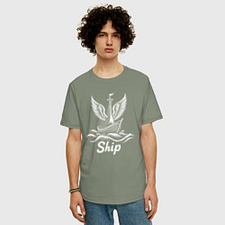 Футболка оверсайз мужская Крылатый корабль, цвет: авокадо — фото 2