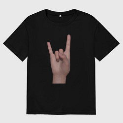 Мужская футболка оверсайз Жест коза правой рукой