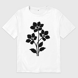 Футболка оверсайз мужская Чёрные пиксельные цветы, цвет: белый