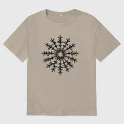 Футболка оверсайз мужская Чёрно-белая симметрия зимы, цвет: миндальный