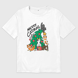 Мужская футболка оверсайз Merry catmas