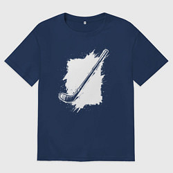 Мужская футболка оверсайз Хоккейная клюшка в квадрате