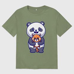 Мужская футболка оверсайз Две панды