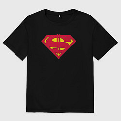 Футболка оверсайз мужская Dollar superman, цвет: черный