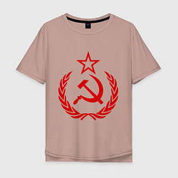 Футболка оверсайз мужская СССР герб, цвет: пыльно-розовый