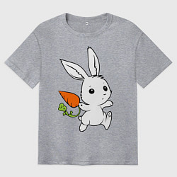 Мужская футболка оверсайз Зайка с морковкой