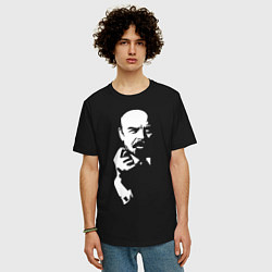 Футболка оверсайз мужская Ленин: фигу вам, цвет: черный — фото 2