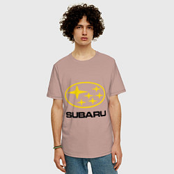 Футболка оверсайз мужская Subaru Logo, цвет: пыльно-розовый — фото 2
