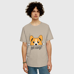 Футболка оверсайз мужская Got Corgi, цвет: миндальный — фото 2