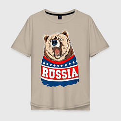 Футболка оверсайз мужская Made in Russia: медведь, цвет: миндальный