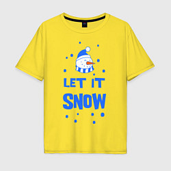 Футболка оверсайз мужская Снеговик Let it snow, цвет: желтый