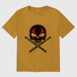Футболка оверсайз мужская Череп ударник, цвет: горчичный