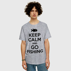 Футболка оверсайз мужская Keep Calm & Go fishing, цвет: меланж — фото 2