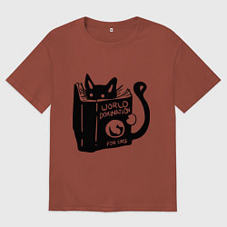 Мужская футболка оверсайз Кот с книгой