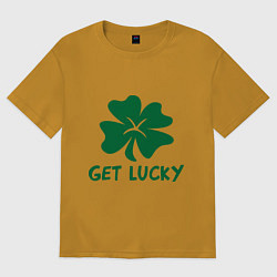 Футболка оверсайз мужская Get lucky, цвет: горчичный