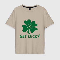 Футболка оверсайз мужская Get lucky, цвет: миндальный