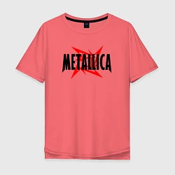 Футболка оверсайз мужская Metallica logo, цвет: коралловый