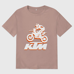 Футболка оверсайз мужская KTM белый, цвет: пыльно-розовый