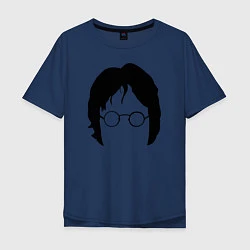 Футболка оверсайз мужская John Lennon: Minimalism, цвет: тёмно-синий