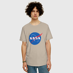 Футболка оверсайз мужская NASA: Logo, цвет: миндальный — фото 2