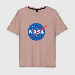 Футболка оверсайз мужская NASA: Logo, цвет: пыльно-розовый