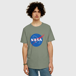 Футболка оверсайз мужская NASA: Logo, цвет: авокадо — фото 2