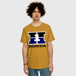 Футболка оверсайз мужская Honda, цвет: горчичный — фото 2
