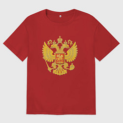 Мужская футболка оверсайз Герб России: золото