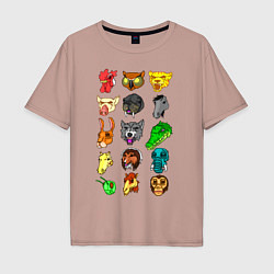 Футболка оверсайз мужская Hotline Miami Masks, цвет: пыльно-розовый