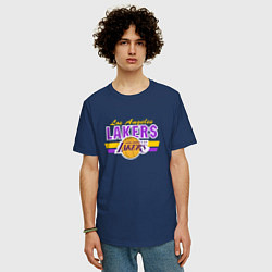 Футболка оверсайз мужская Los Angeles Lakers, цвет: тёмно-синий — фото 2