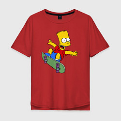 Футболка оверсайз мужская Барт на скейте, цвет: красный