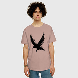 Футболка оверсайз мужская Черный ворон, цвет: пыльно-розовый — фото 2