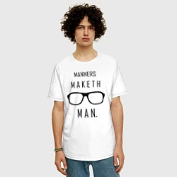 Футболка оверсайз мужская Kingsman: Manners maketh man, цвет: белый — фото 2