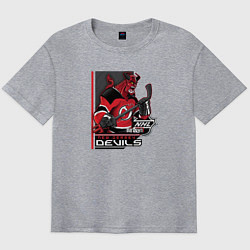 Футболка оверсайз мужская New Jersey Devils, цвет: меланж